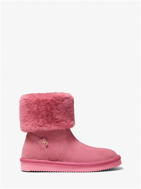 michael kors julia faux fur trim suede boot